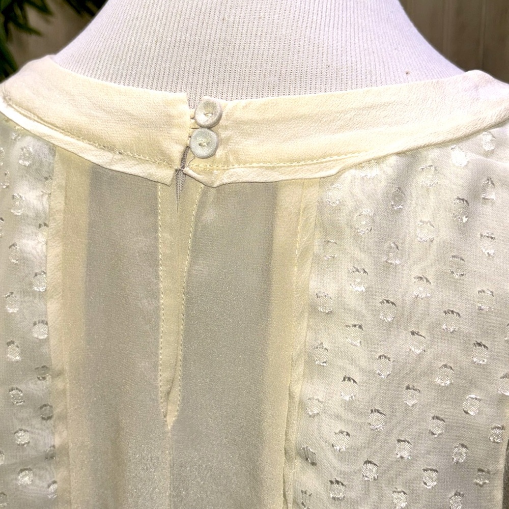 Daniel Rainn Silk Lined Peplum Blouse, Medium, NWOT, Cream Ecru Sheer Elegant - Picture 7 of 14